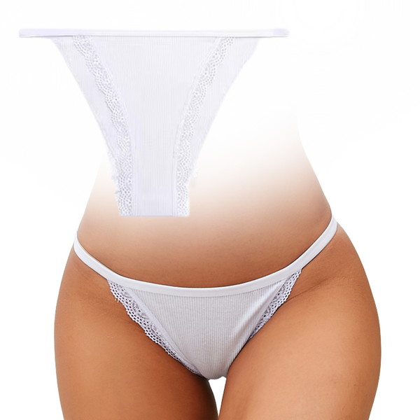 Sexy Dames Slip - Wit - Dunne Tailleband - Onderbroek 95% Katoen - Dames Lingerie / Ondergoed Set - Maat S