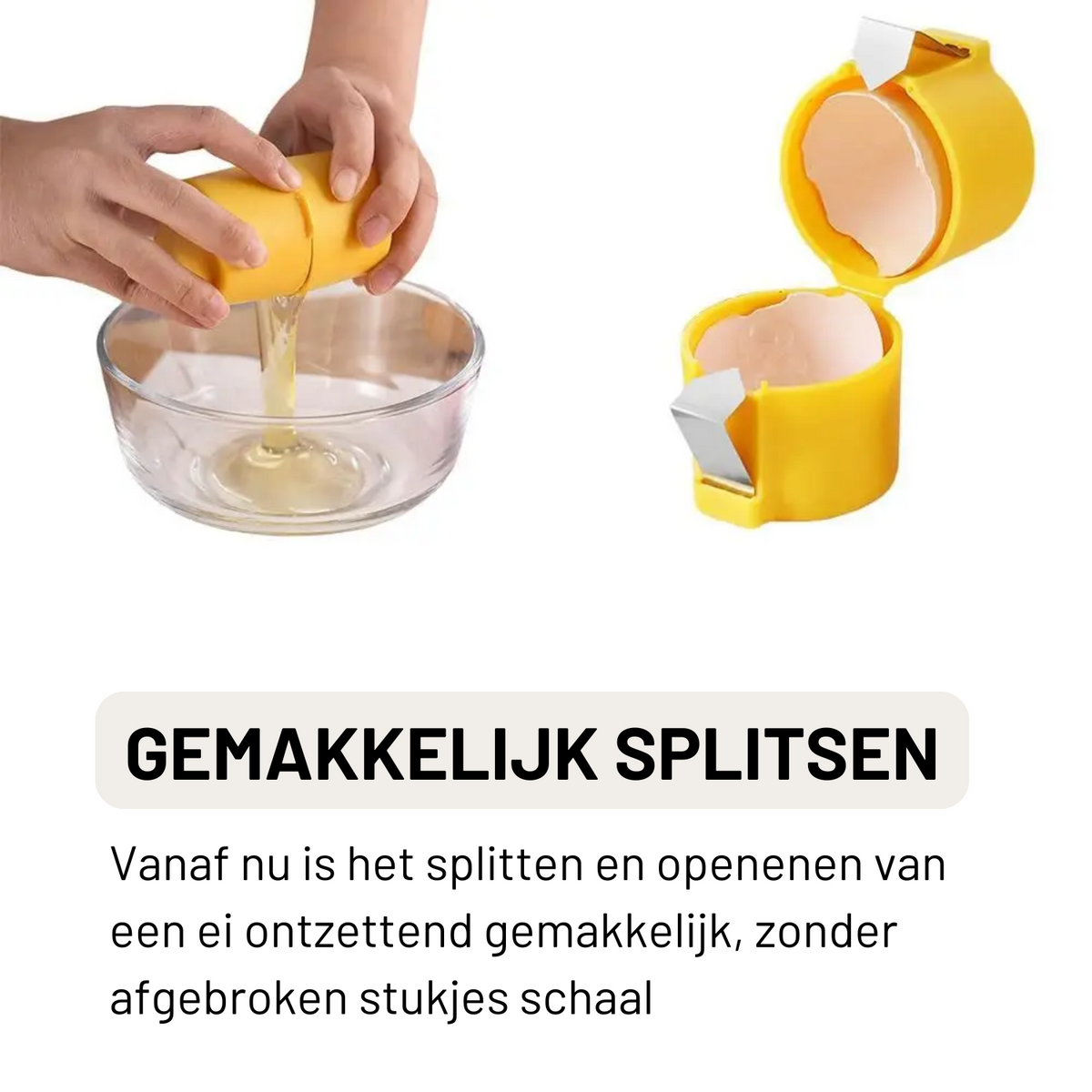 Set van 2 - 2x Handige Ei Opener - Kunststof - Eierschaal Snijder - Eiersplitser & Opener - Ei Peller - Keukengereedschap - Keukengadget Geel/Oranje
