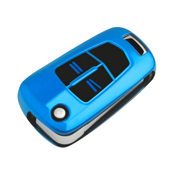 Zachte TPU Sleutelcover - Geschikt voor Opel Astra J / Corsa D / Insignia / Vectra / Zafira - Blauw Glossy - Sleutel Hoesje Cover - Auto Accessoires