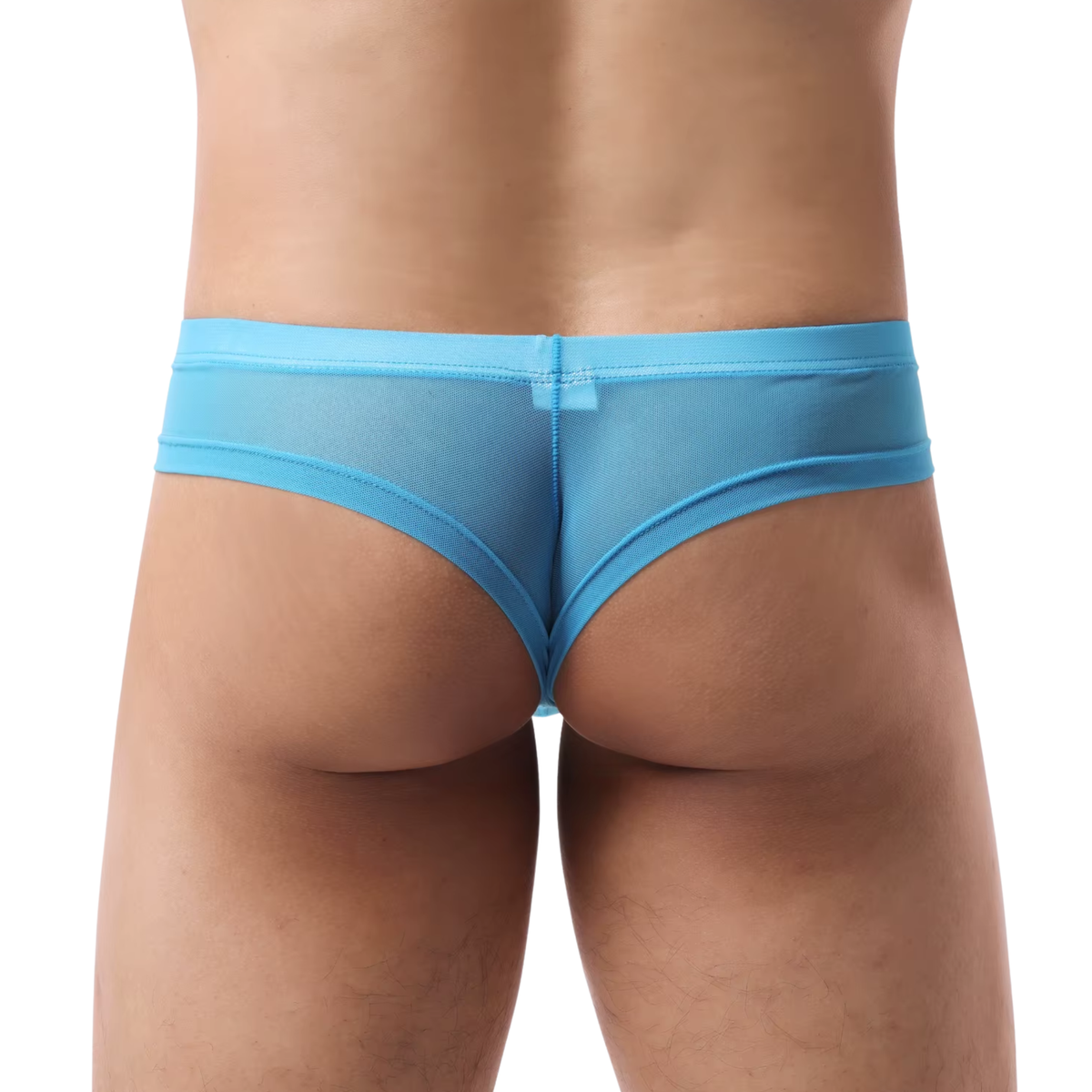 Heren String Transparant - Low Waist - G-String Doorzichtig Blauw - Sexy Mesh Design - Mannen Onderbroek - Lingerie Voor Mannen - Ondergoed Maat M