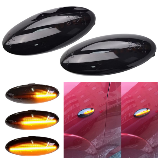 Dynamische LED Richtingaanwijzers - Smoked - Voor Toyota Yaris / Rav 4 / Corolla / Auris - Plug & Play Knipperlichten Zijkant - Set van 2 Knipperlichten met LED streep - Flowing Water Effect