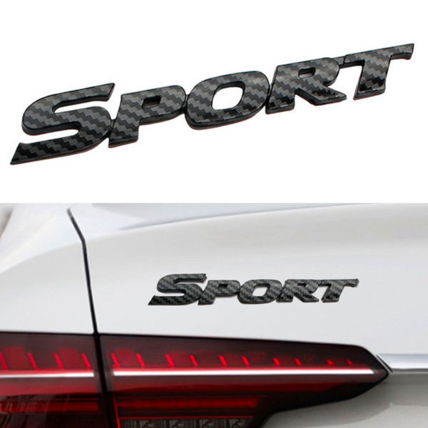 Auto Embleem Sport - Carbon Look Zwart - Zelfklevende Badge - Sport Logo - voor Achterklep - Auto Accessoires