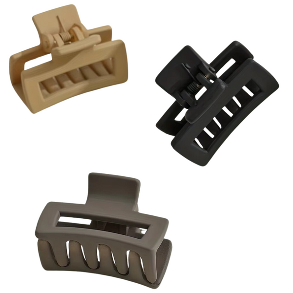 Mini Haarklemmen Set - Set van 3 - Nude Kleuren - Casual Open Frame Haarclip - Haaraccessoires - Geschikt voor alle haartypes - Stevige Compacte Claw Clip