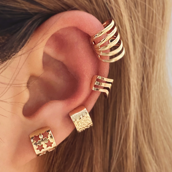 Set van 4 - Fake Helix Goud - Nep Piercing - Klem Oorbellen Oorpiercing - Nep Helix - Ringetje Goud - Metaal