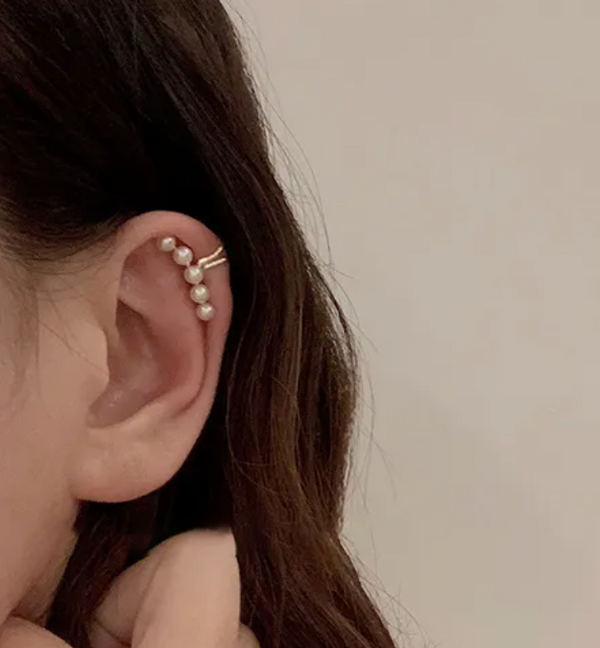 Fake Helix Goud - Pareltjes - Nep Piercing - Goudkleurig - Klem Oorbel Oorpiercing - Nep Helix - Dubbel Ringetje Goud - Metaal