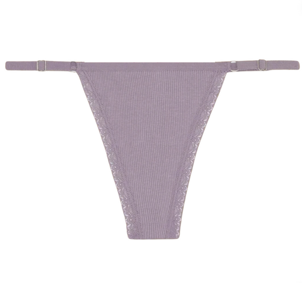 Sexy Dames String - Nude Ribstof - Dames Lingerie / Ondergoed - Kant - 95% Katoen - Maat XL