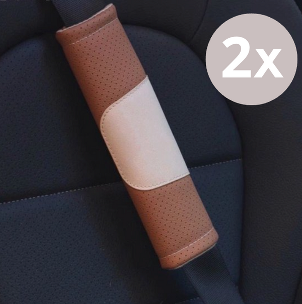 Luxe Gordel Covers - Set van 2 Gordelhoezen - Bruin Leather Look - Zachte Gordel Hoes Beschermer - Ook voor Kinderen - Geschikt voor alle automerken/ universeel - Auto Accessoires - Gordelhoes Gordelbeschermer