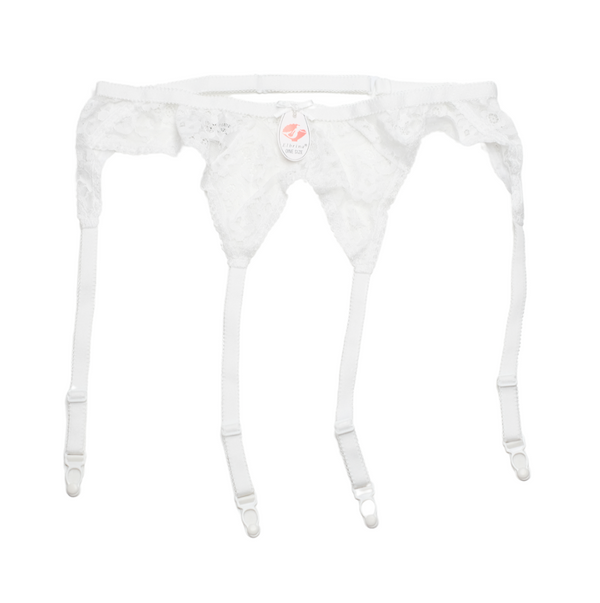 Elbrina Witte Jarretelgordel – Kant – Luxe Garter Belt met 4 Jarretels – Verstelbare Dames Lingerie – One Size – Premium Kwaliteit