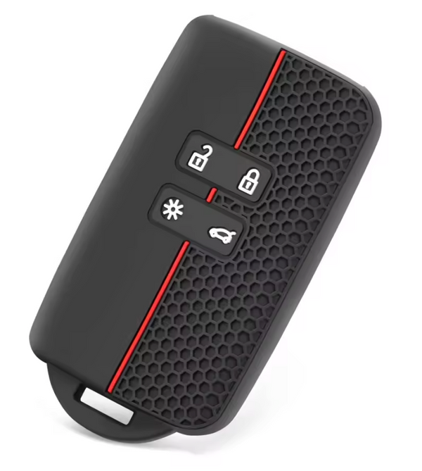 Siliconen Sleutelcover - Sleutelhoesje Geschikt voor Renault Clio / Laguna / Koleos / Megane / Fluence / Zoe / Scenic / Captur - Key Cover Autosleutel - Rood en Zwart - Auto Accessoires