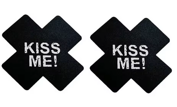 Sexy Tepel Stickers ‘Kiss Me’ voor Vrouwen - Zelfklevende Nipple Covers in Kruisvorm - Tepelstickers - Tepelplakkers - Zwart