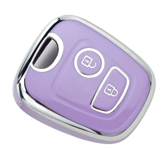 Zachte TPU Sleutelcover - Sleutelhoesje Geschikt voor Toyota Aygo / Citroën C1 / Peugeot 107 / 206 / 207 / 306 / 307 / 406 / 407 - Paars - Paarse Key Cover - Auto Accessoires