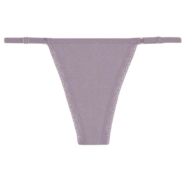 Sexy Dames String - Nude Ribstof - Dames Lingerie / Ondergoed - Kant - 95% Katoen - Maat S
