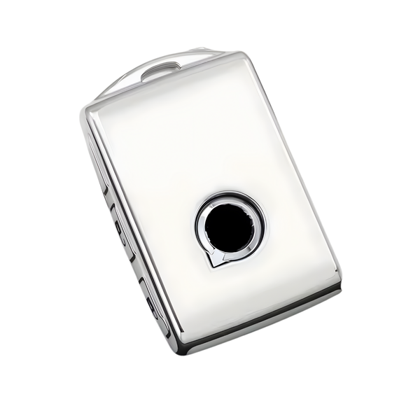 Zachte TPU Sleutelcover - Sleutelhoesje Geschikt voor Volvo S90 / S60 / XC60 / XC90 / XC40 / C40 / V60 / V90 / T6 / T8 - Wit met Zilver - Key Cover - Auto Accessoires