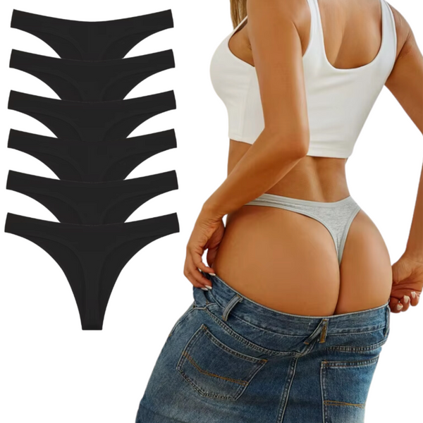 6 Pack - Comfortabele String Zwart - Zachte Strings - Sexy Dames Ondergoed - Vrouwen - Onderbroek Set - Lingerie - Maat L