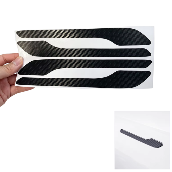 Deurgreep Sticker Carbon Look - 4 Stuks - Anti Krassen - Zwart - Zelfklevend - Geschikt Voor Tesla Model 3 & Tesla Model Y - Handgreep Autosticker Universeel - Exterieur Styling Deur - Auto Accessoires Stickers