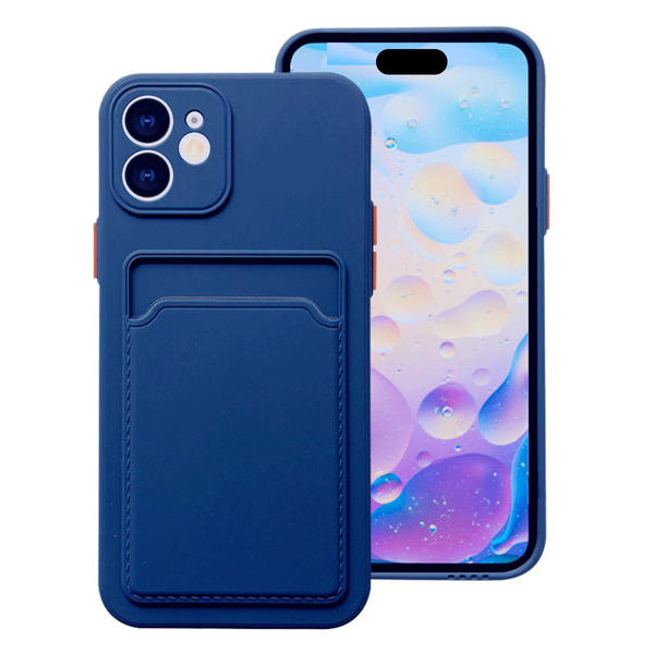 Hoesje Geschikt voor Apple iPhone 16 Stevig TPU - Met Kaarthouder - Donkerblauw - Shockproof Case met Pasjeshouder - TPU Hoes Met Vakje Voor Pasje - Card Case Back Cover